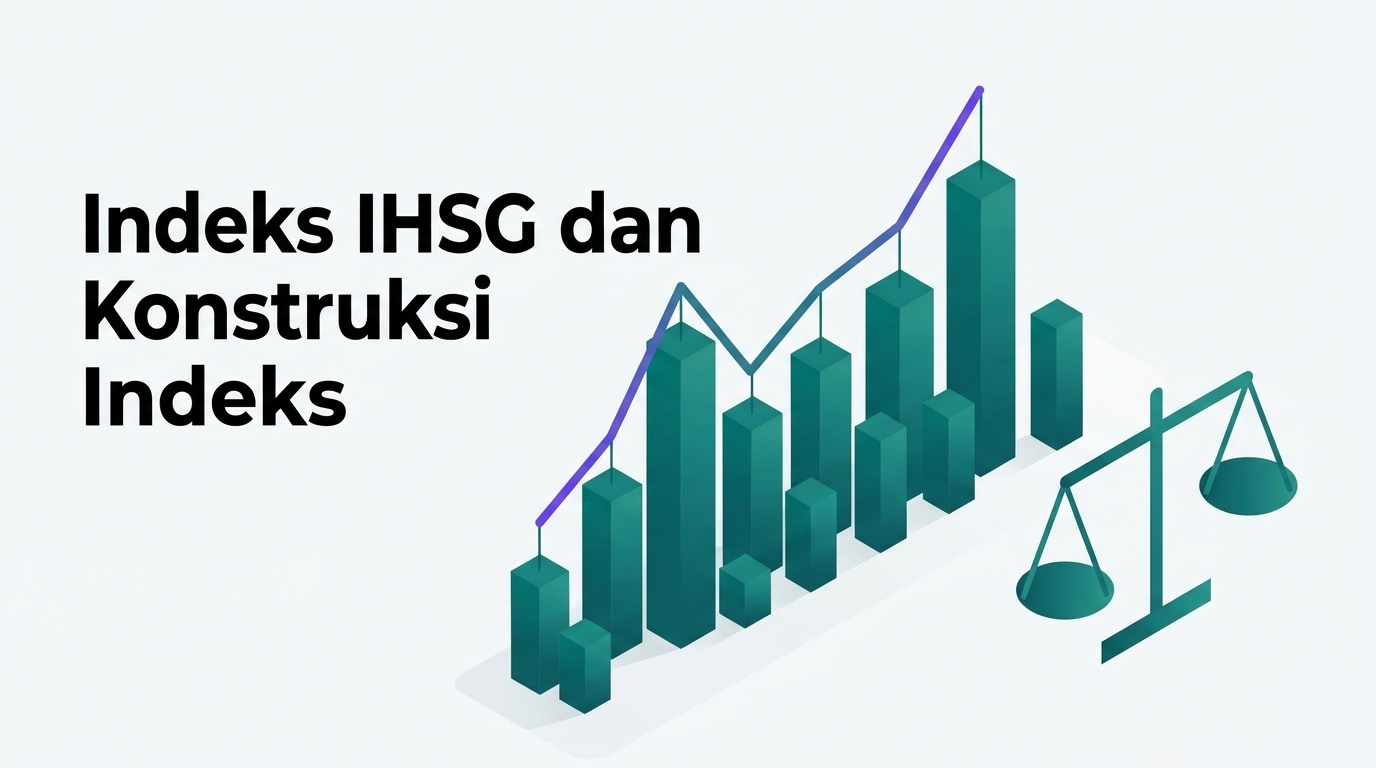 Ilustrasi konstruksi indeks IHSG berupa grafis kalkulasi bobot kapitalisasi saham.