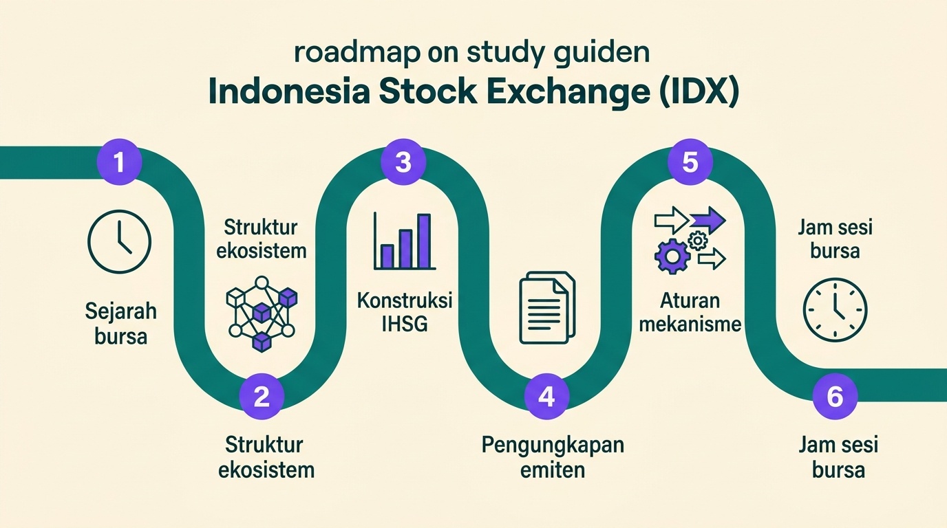 Ilustrasi peta jalan belajar IDX dengan tonggak silabus.